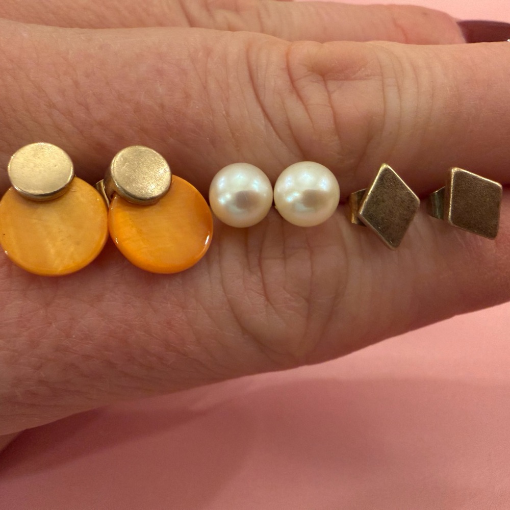 Gold Tone Earring Set- 3 Pairs - coordinating